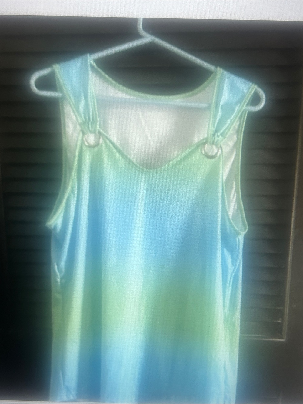 Sleeveless Ombre Satin Tank Top - Blue & Green